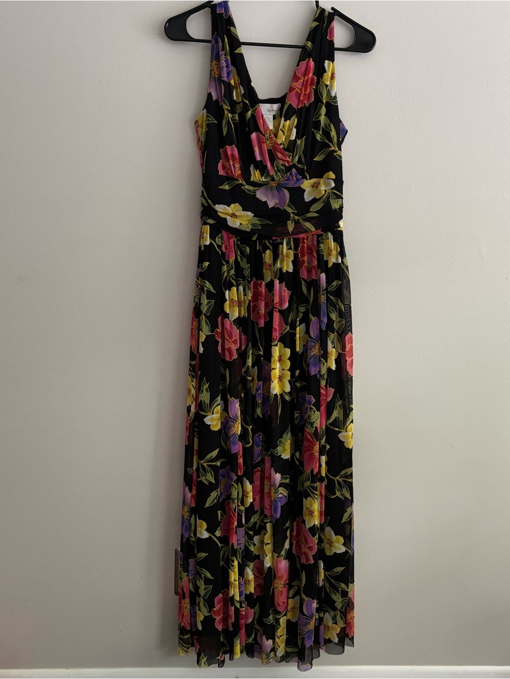 Black Floral Halter Style Maxi Dress